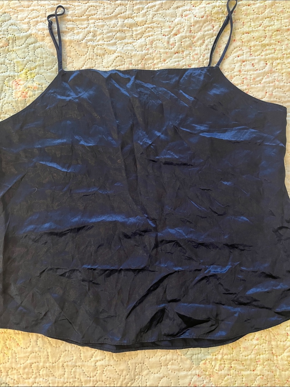 Babaton Navy Satin Camisole Tank Top